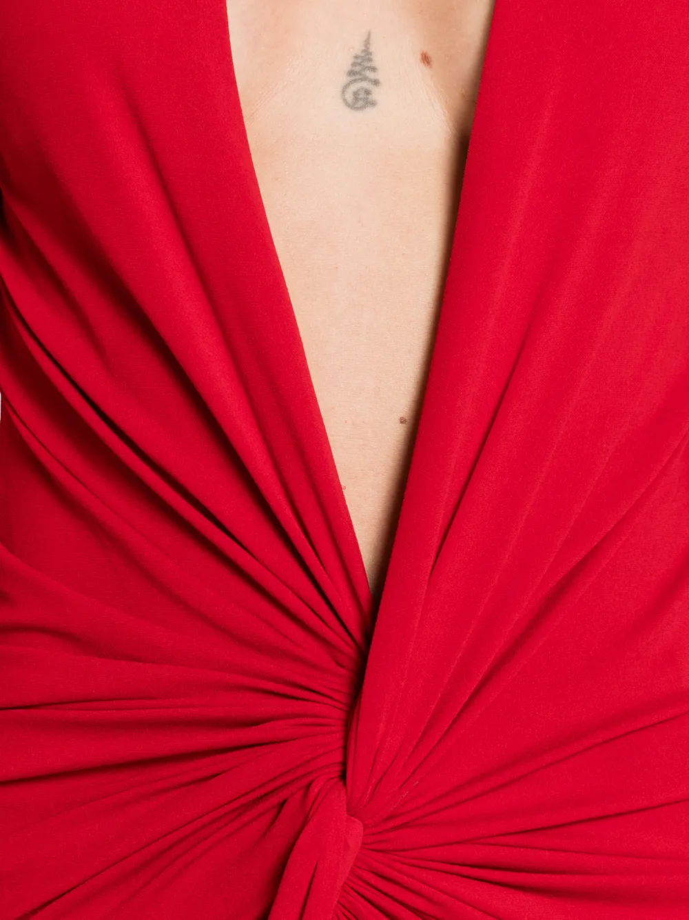 Alexandre Vauthier Midi-jurk met V-hals met geknoopt detail Rood