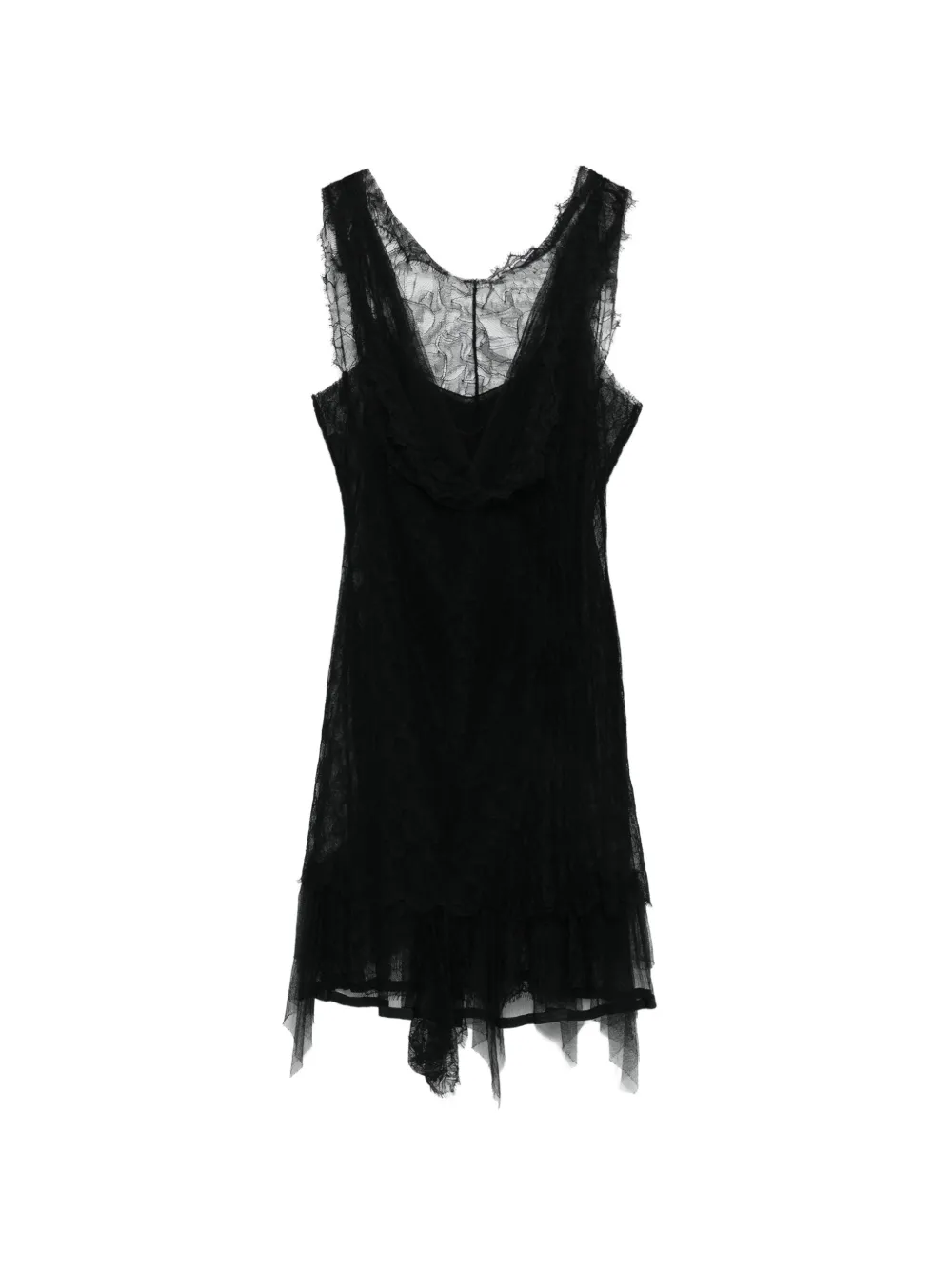 Alberta Ferretti lace ruffled mini dress - Nero