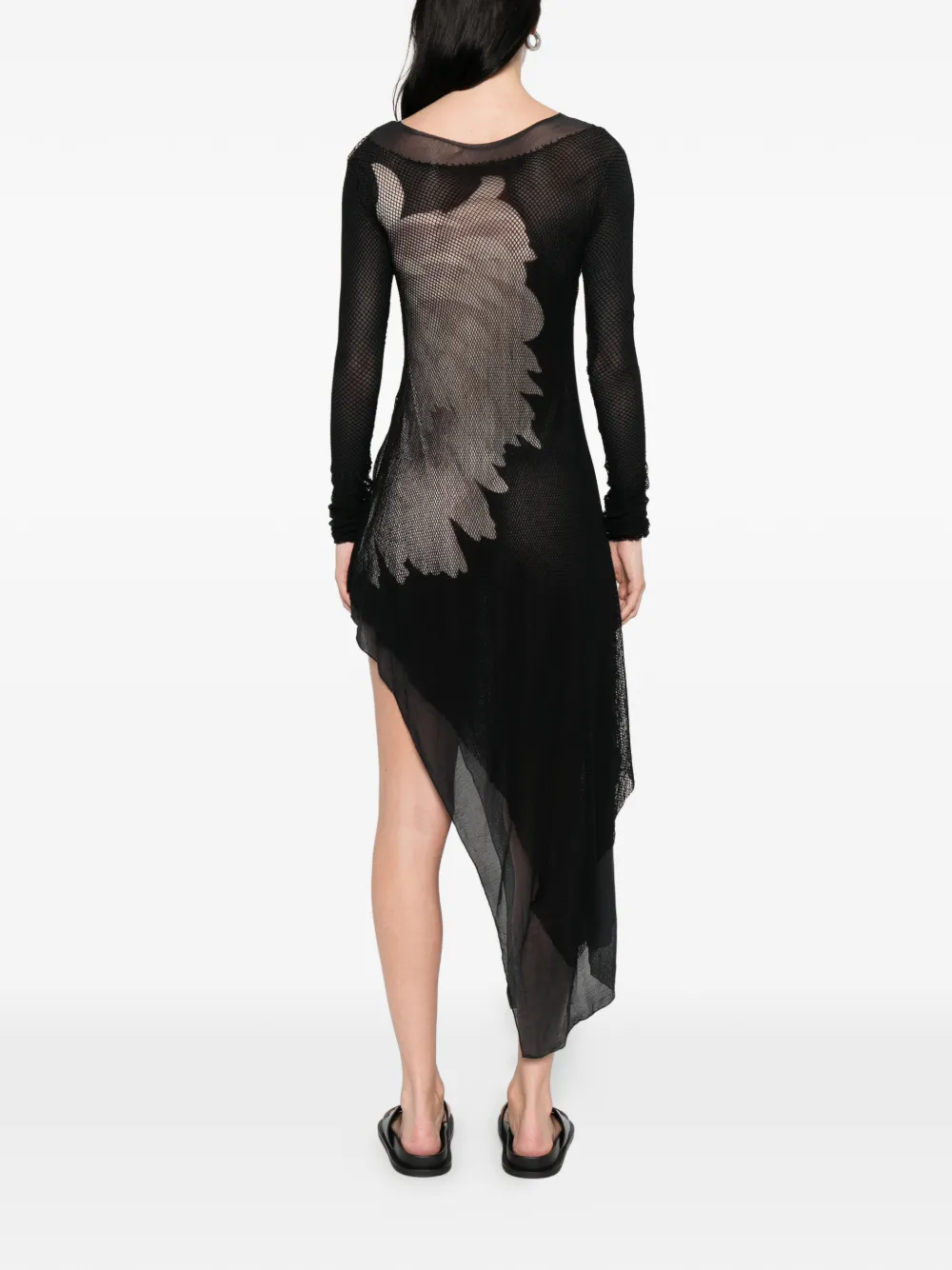 Yohji Yamamoto Midi-jurk met lange mouwen Zwart
