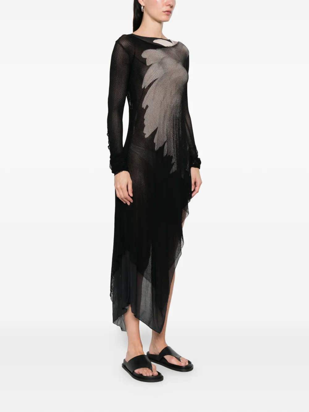 Yohji Yamamoto Midi-jurk met lange mouwen Zwart