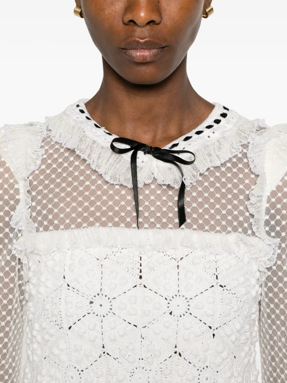 Roberto Cavalli Gehaakte mini-jurk met strikdetail Wit