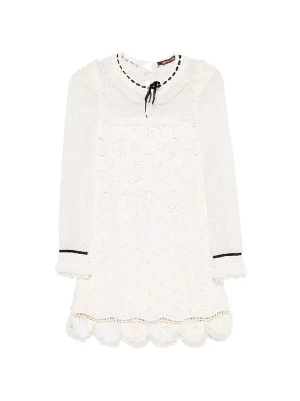 Roberto Cavalli Crochet ribbon-detail Mini Dress | White