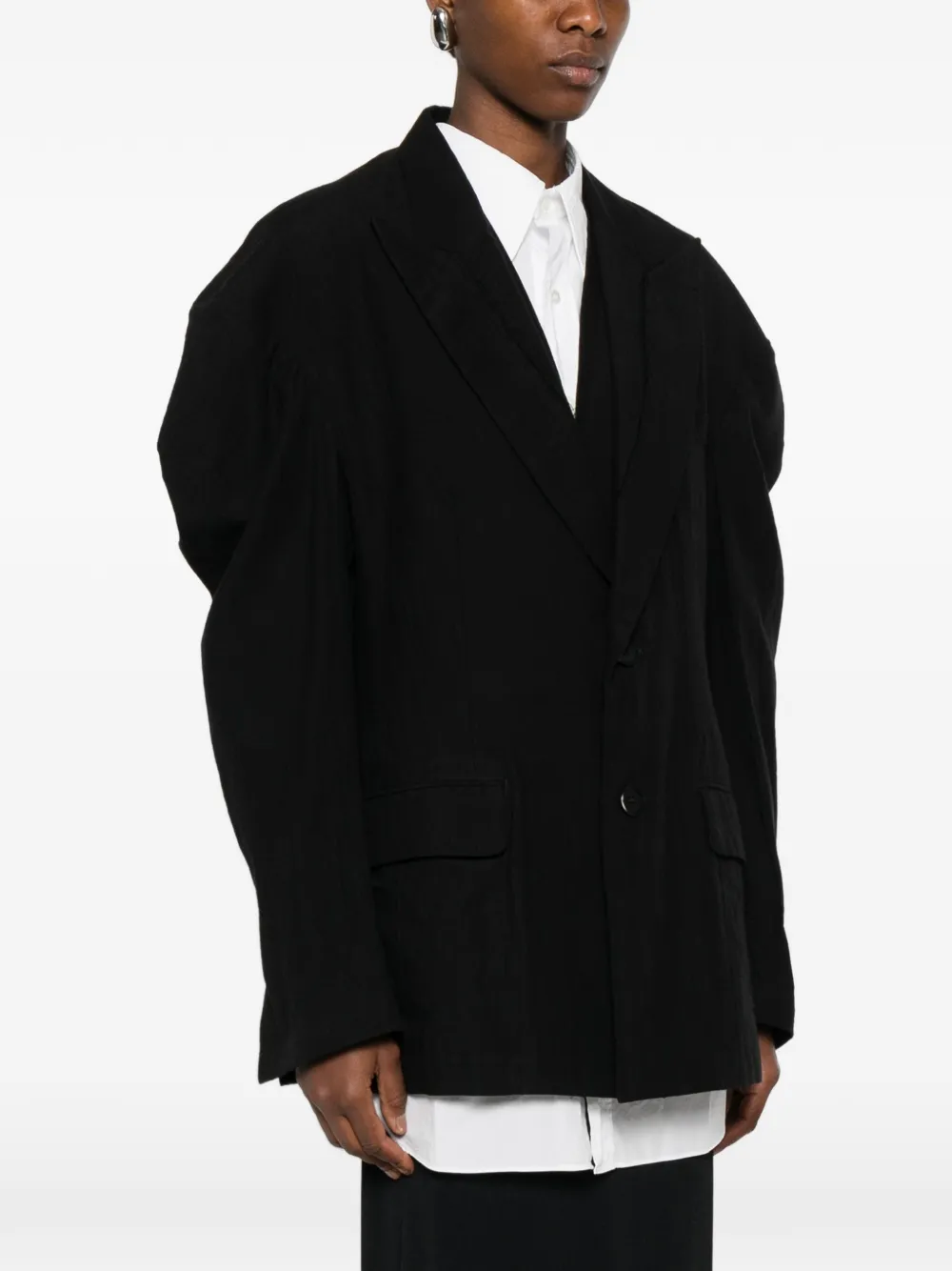Yohji Yamamoto Button-up blazer Zwart
