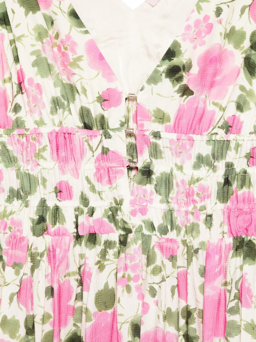 LIU JO Maxi-jurk met bloemenprint en V-hals Beige