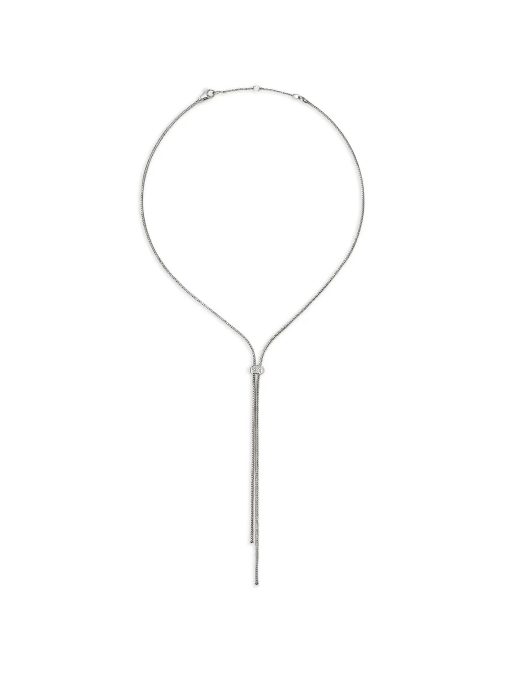 John Hardy diamond stud-detail lariat necklace - Argento