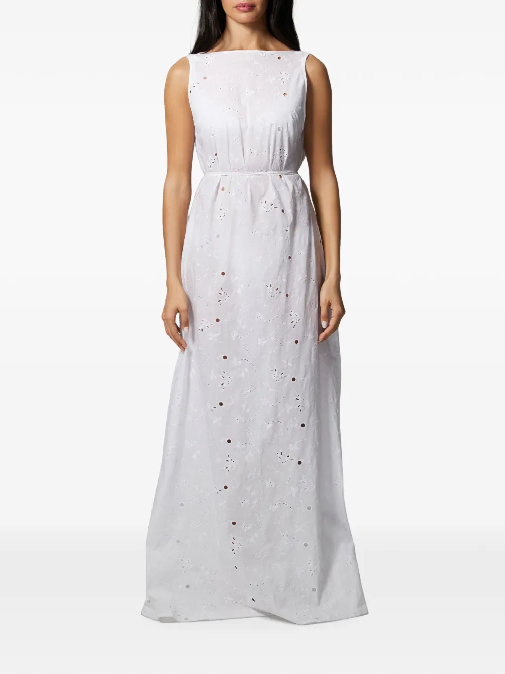 Kiki de Montparnasse Simone cotton eyelet long dress - Bianco