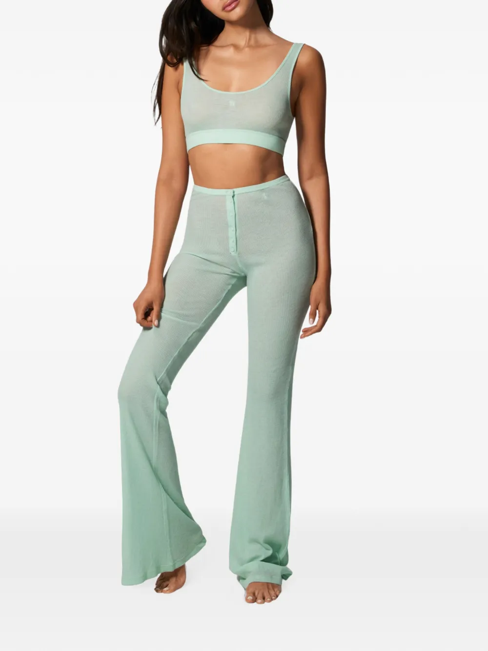Kiki de Montparnasse Pantaloni gaufré con bottoni - Verde