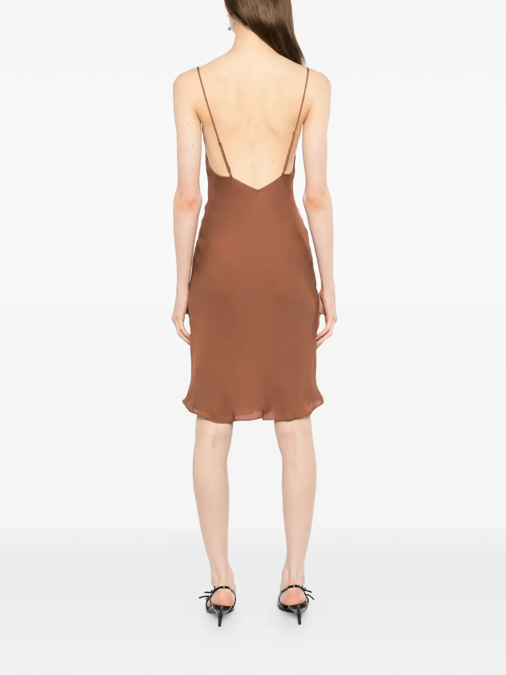 Kiki de Montparnasse Georgette jurk met V-rug Bruin