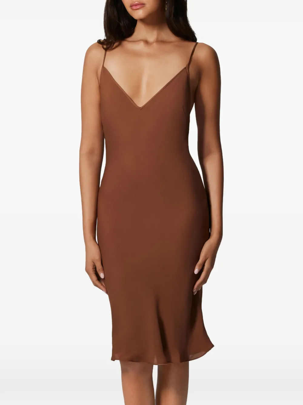 Kiki de Montparnasse V-back georgette slip dress - Marrone