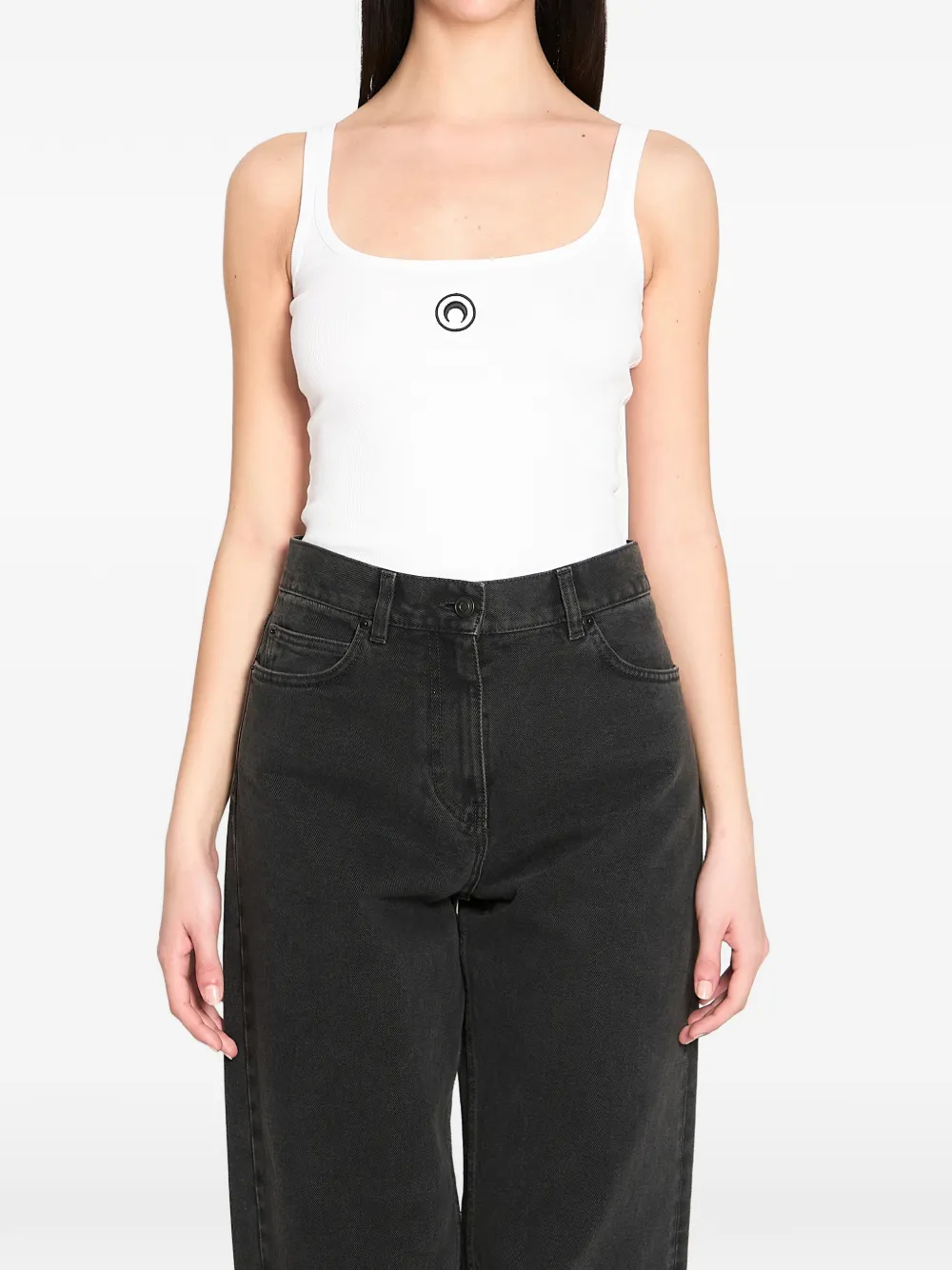 Marine Serre ribbed logo tank top - Bianco