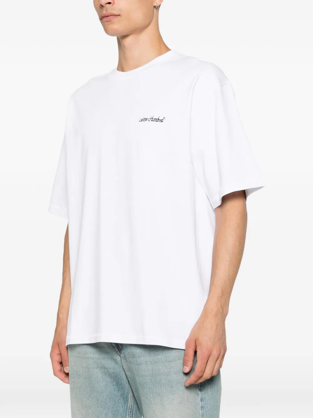 Won Hundred T-shirt met geborduurd logo Wit
