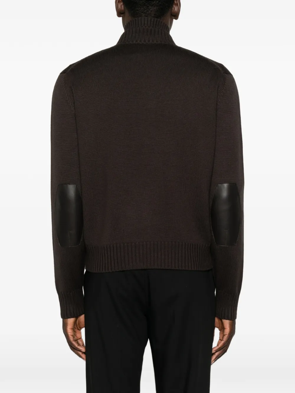 TOM FORD Vest met leren elleboog en ritssluiting Bruin