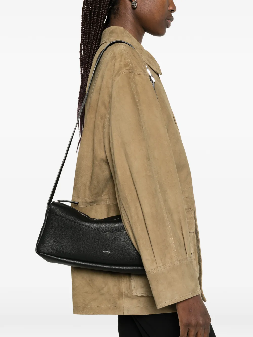 Max Mara Skippers leren schoudertas Zwart