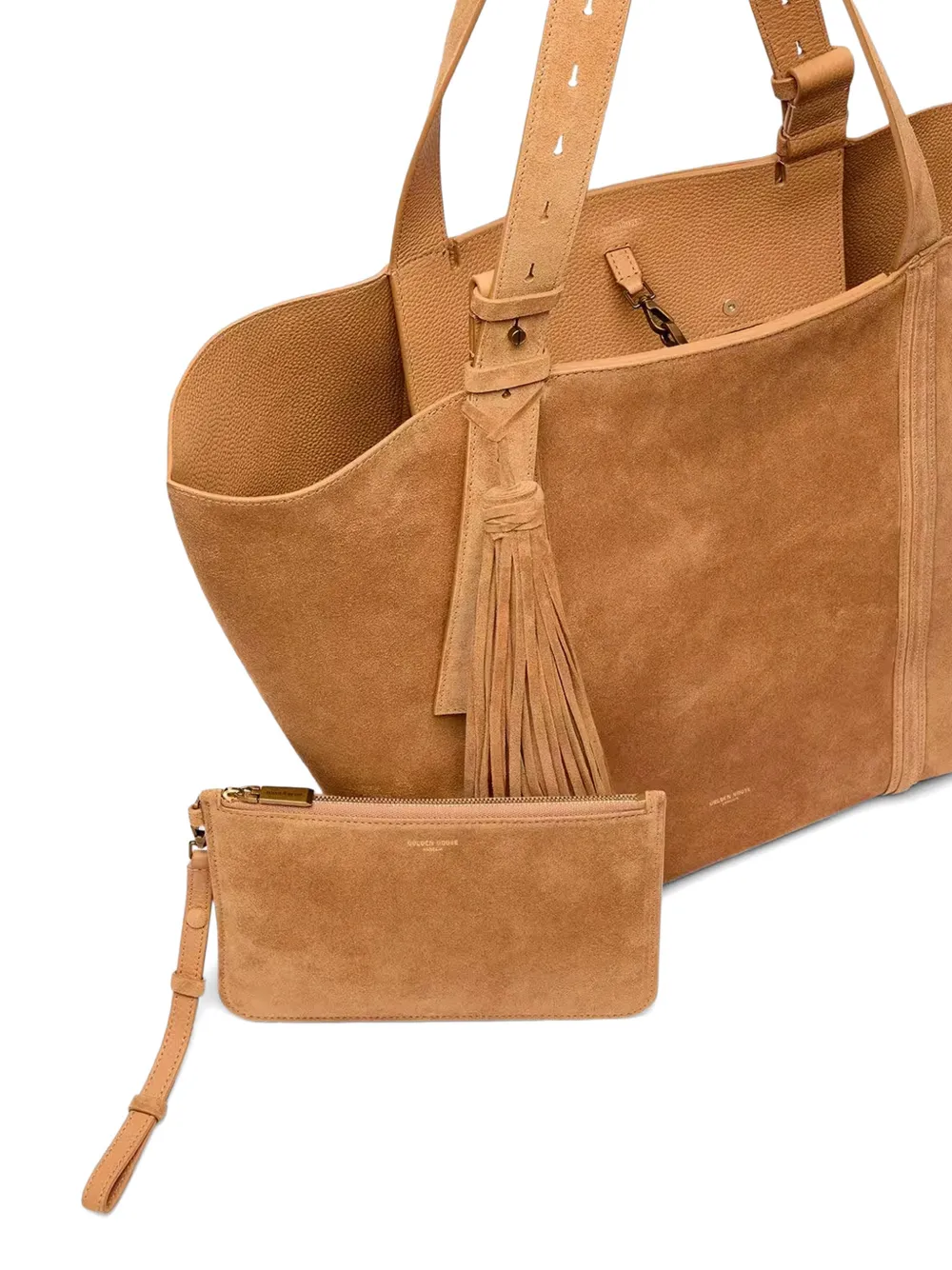 Golden Goose Suède shopper met franje Beige