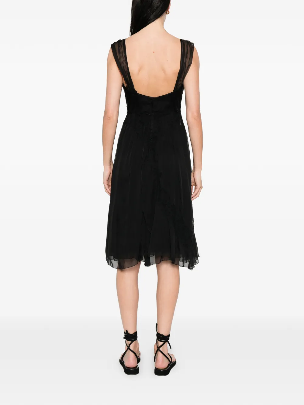 Alberta Ferretti Mini-jurk met ruches en kant Zwart