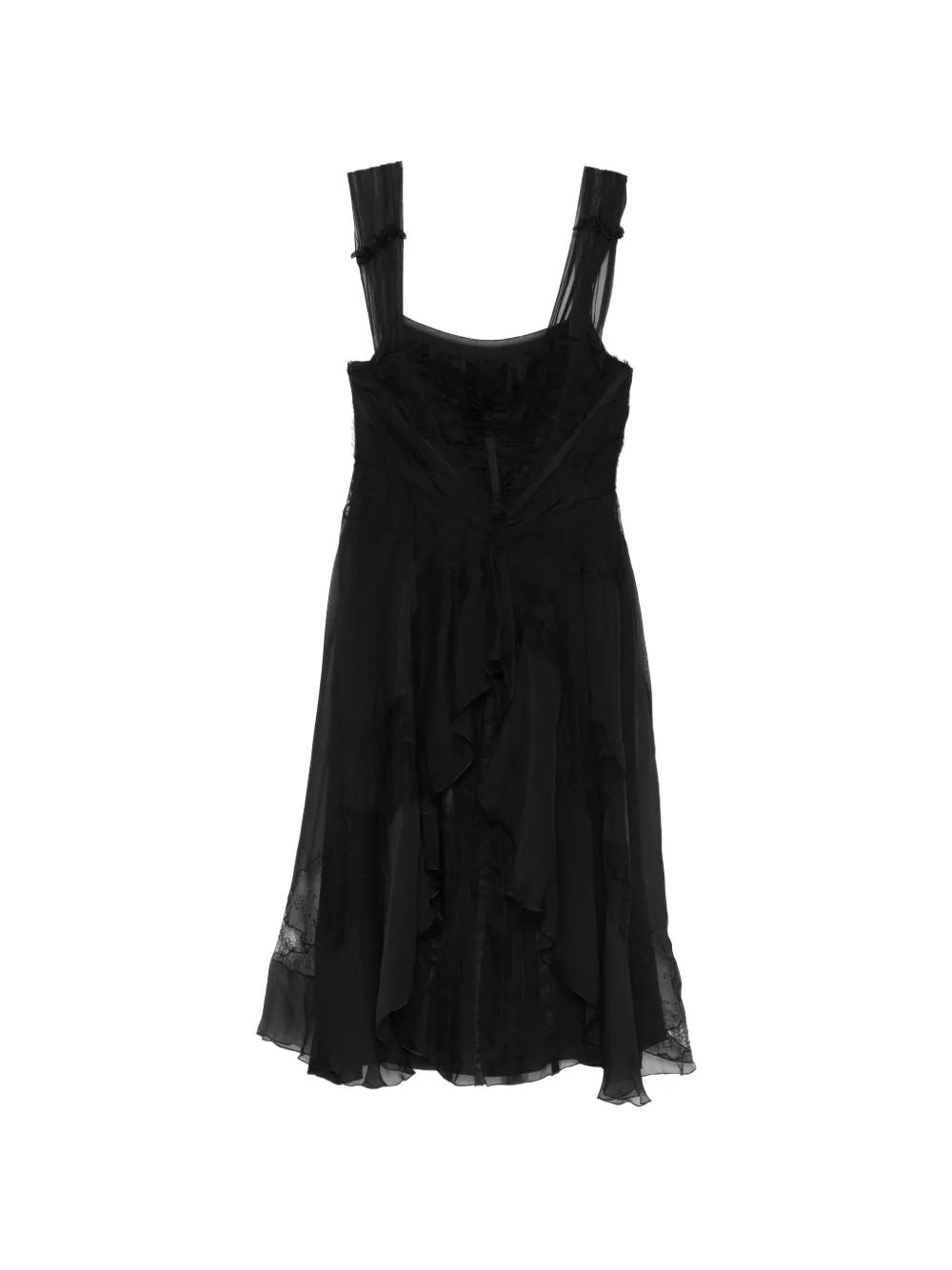 Alberta Ferretti ruffled lace mini dress - Nero