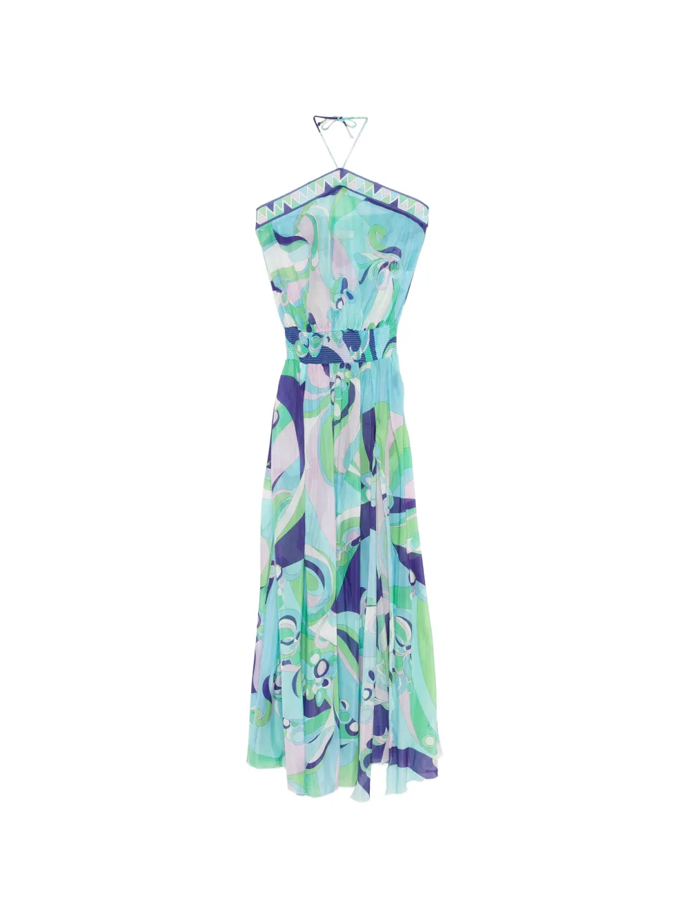 PUCCI smocked-detail printed dress - Blu