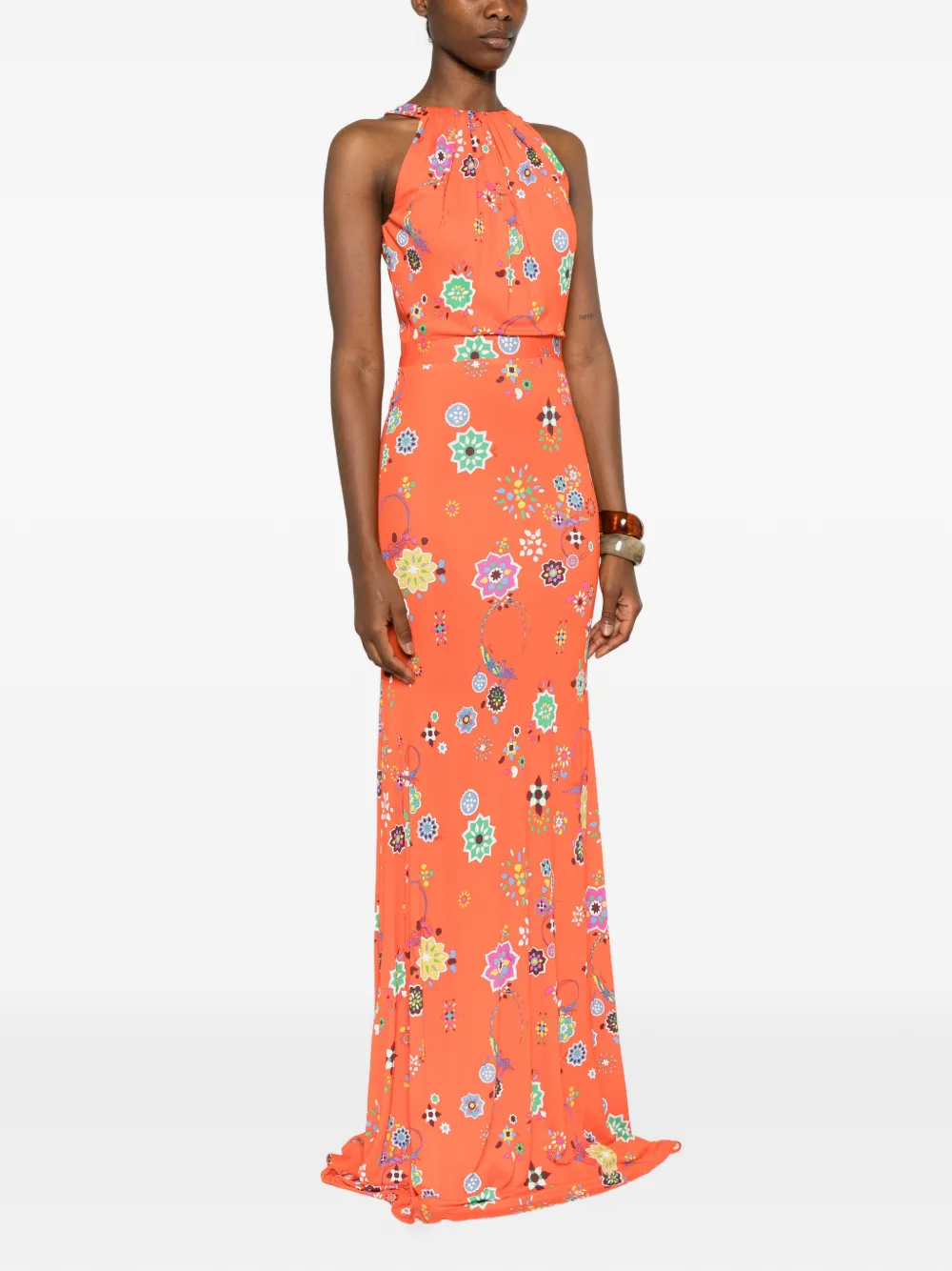 PUCCI Maxi-jurk met bloemenprint Oranje