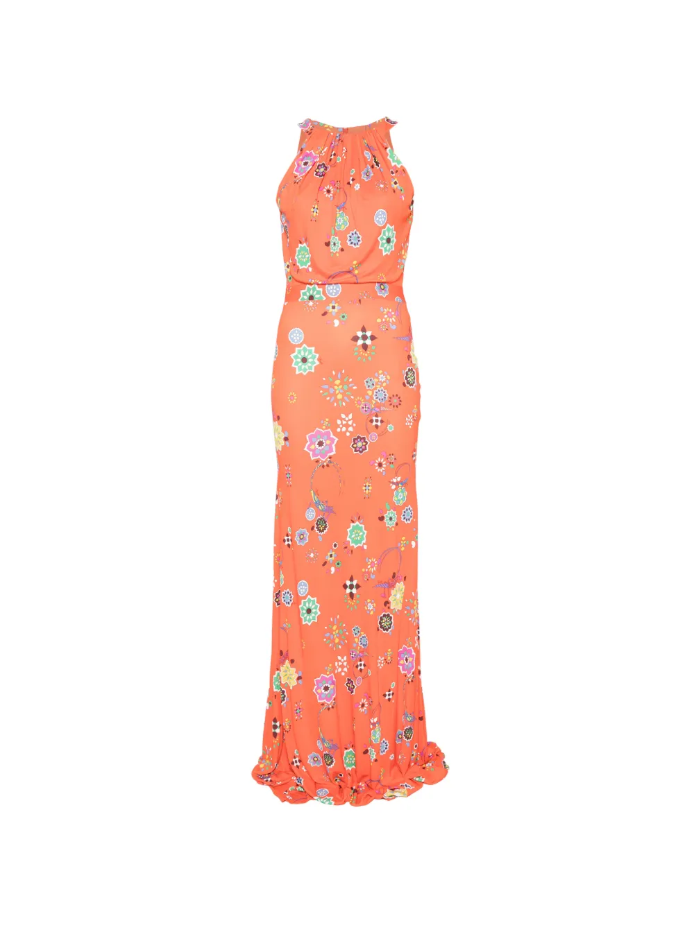 PUCCI floral-print halterneck maxi dress - Arancione