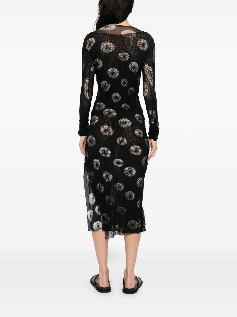 Yohji Yamamoto Midi-jurk met lange mouwen Zwart