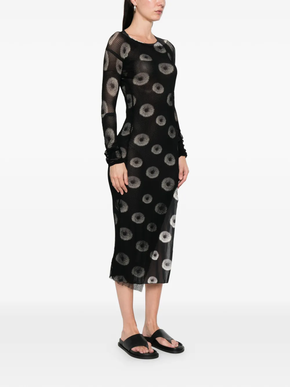 Yohji Yamamoto Midi-jurk met lange mouwen Zwart