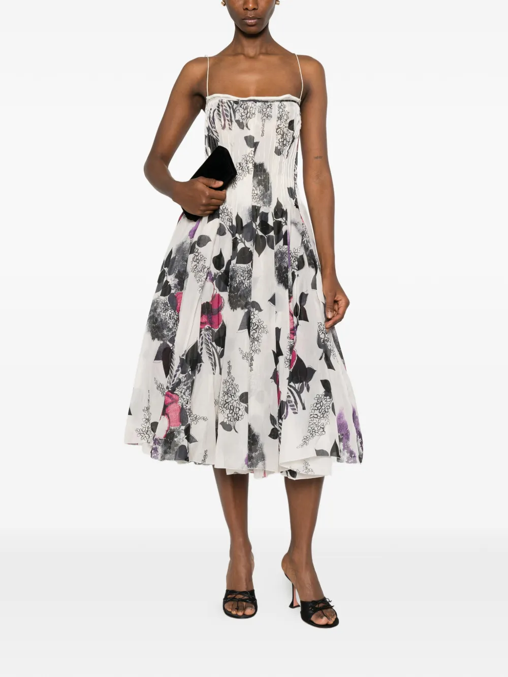 Roberto Cavalli Midi-jurk met bloemenprint Wit