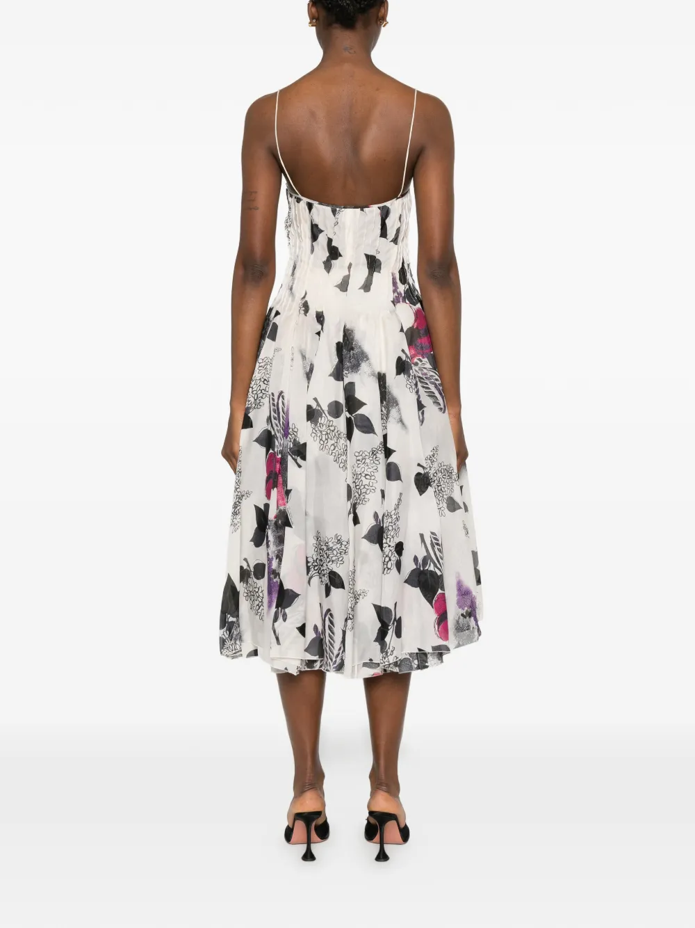Roberto Cavalli Midi-jurk met bloemenprint Wit