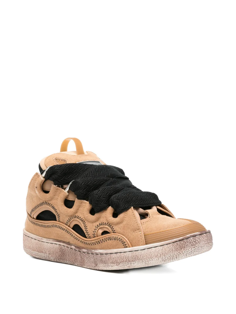 Lanvin Curb cut-out lace-up sneakers Beige