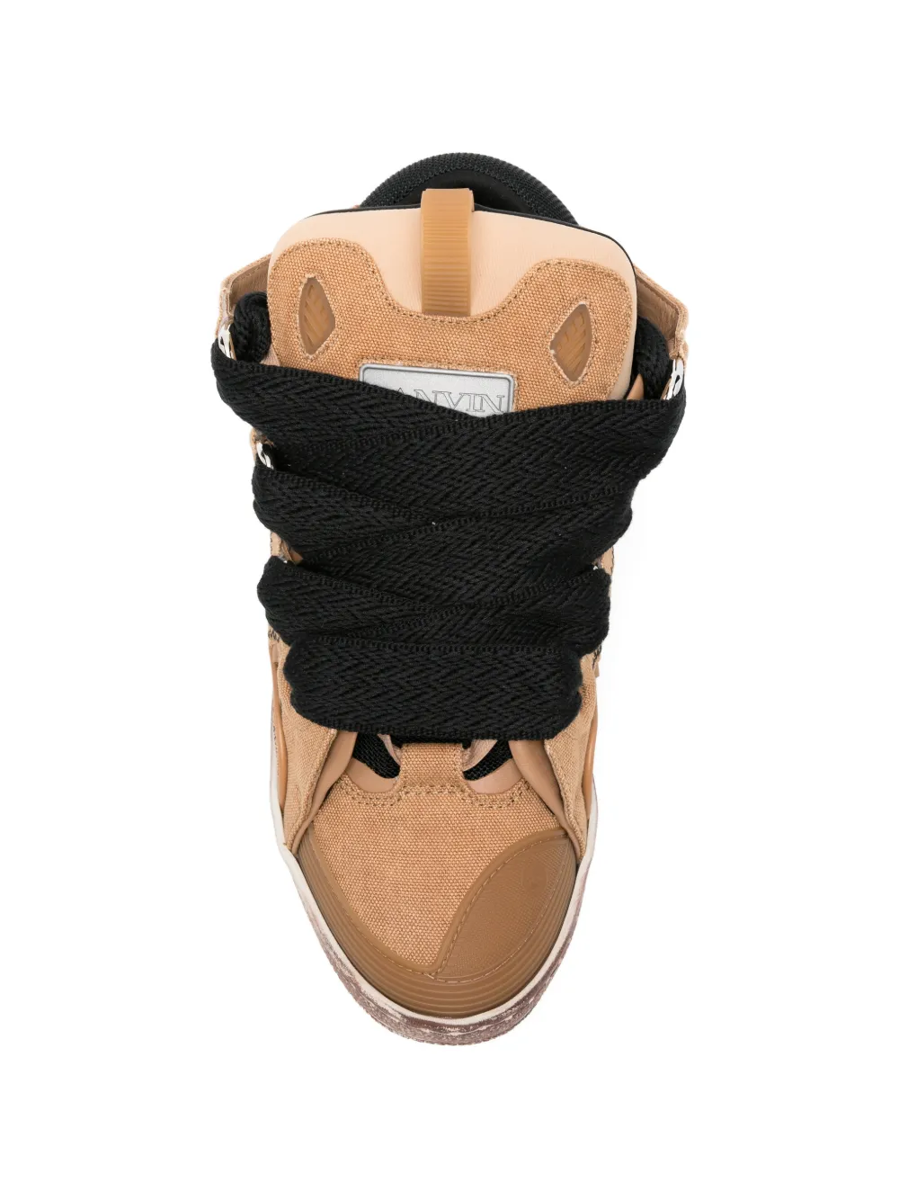 Lanvin Curb cut-out lace-up sneakers Beige