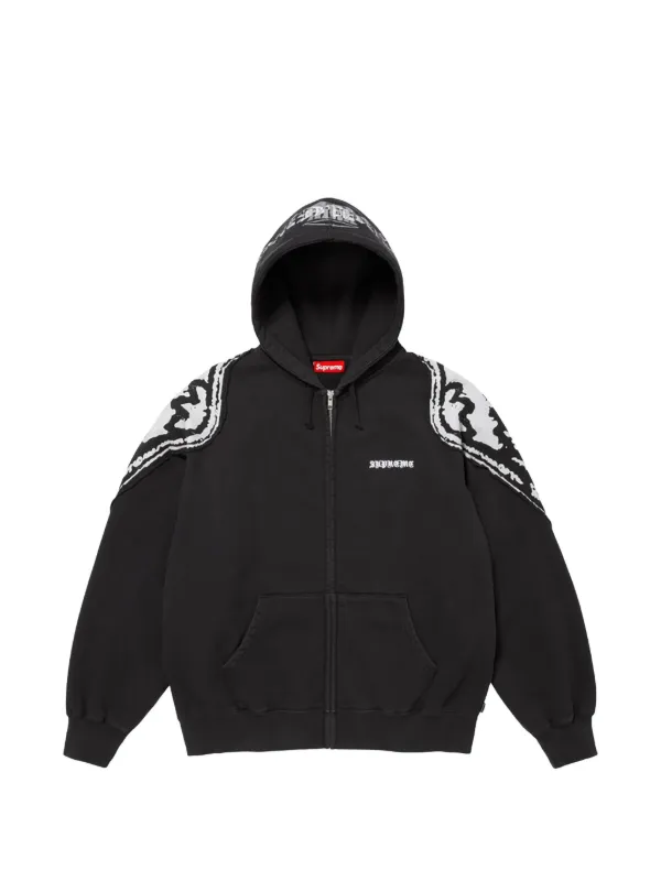 黒 Supreme ジップパーカー Supreme パーカーコーデ 黒 パーカー