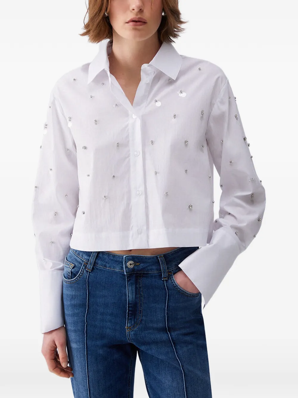 LIU JO boxy shirt with bejewelled embellishment