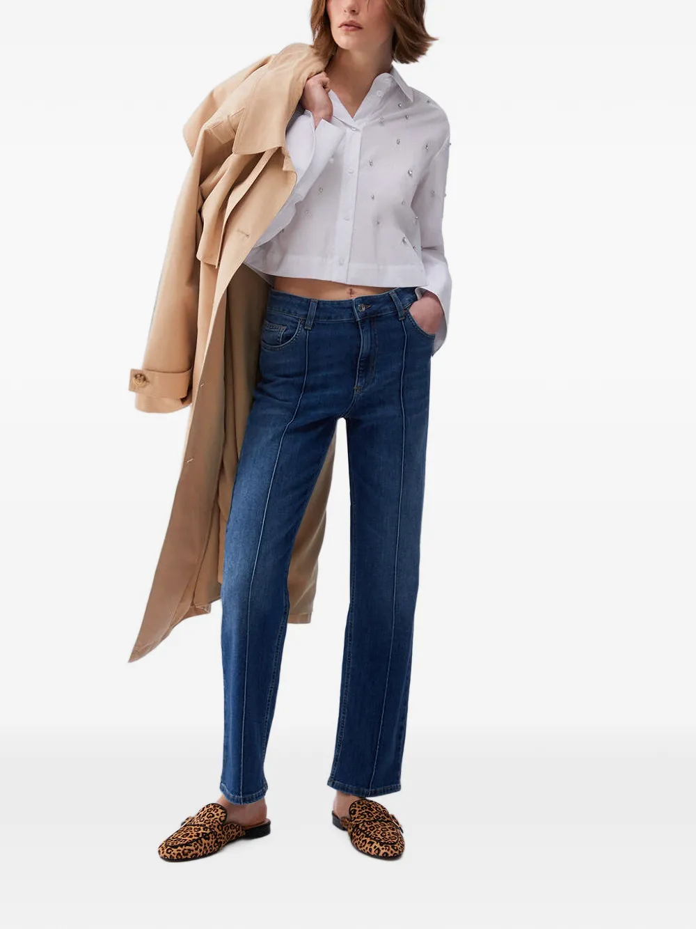 LIU JO Boxy blouse verfraaid met juwelen Wit