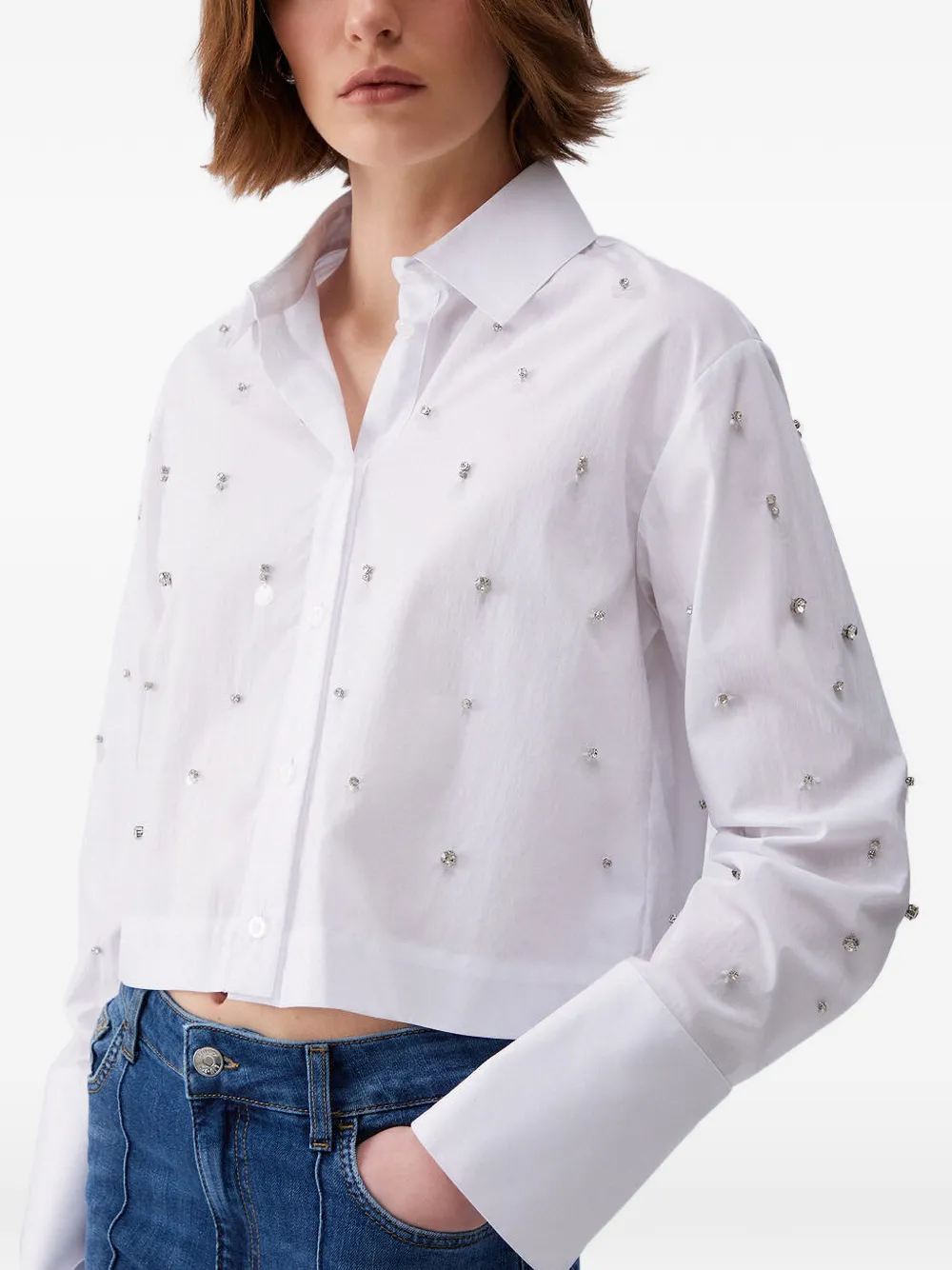 LIU JO Boxy blouse verfraaid met juwelen Wit