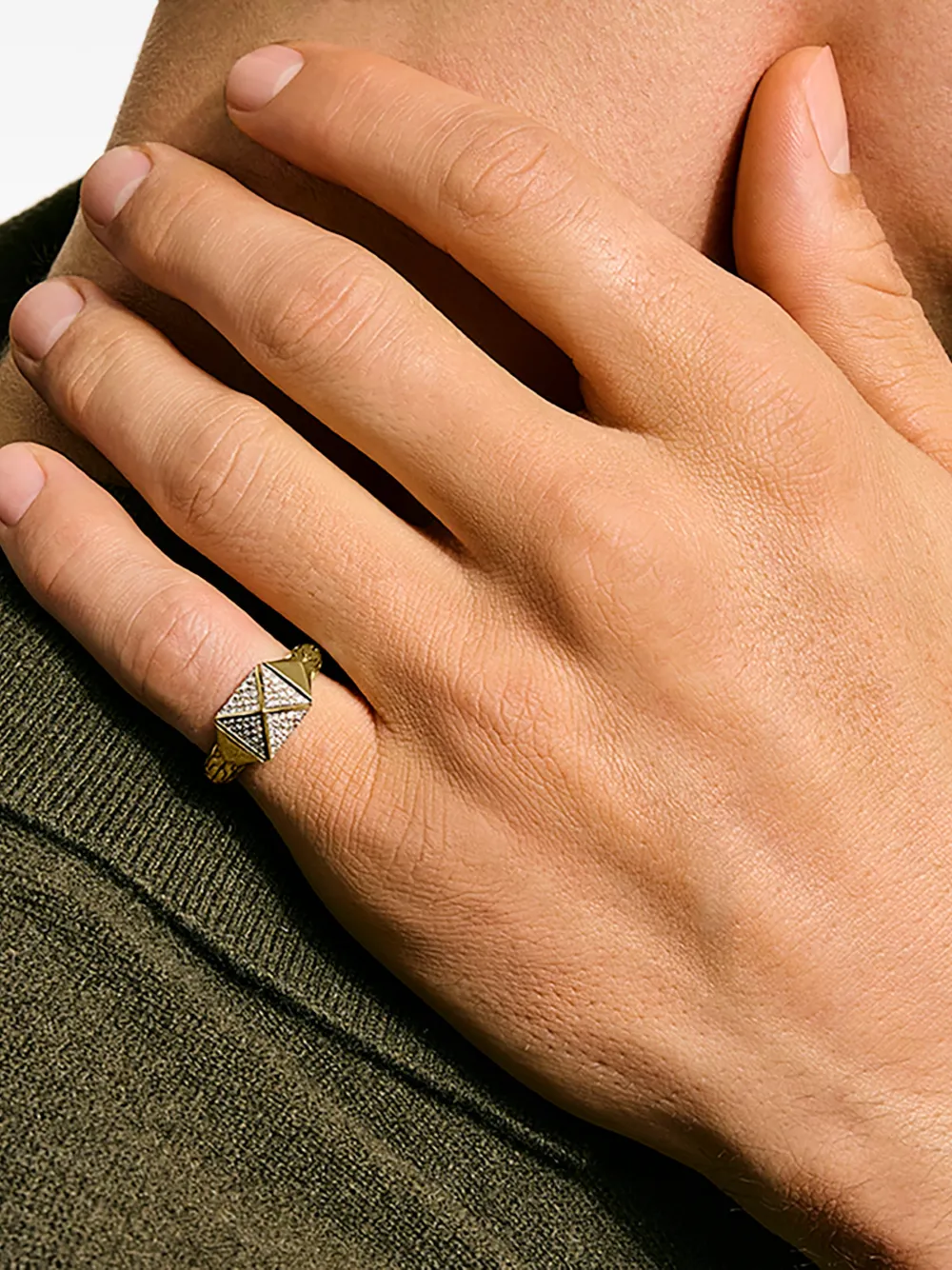 John Hardy gold diamond stud ring - Oro