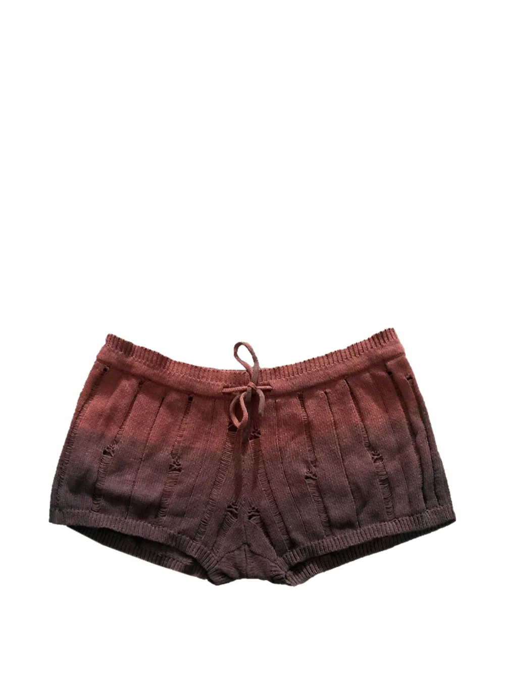 Leslie Amon distressed ombré-effect mini shorts - Marrone