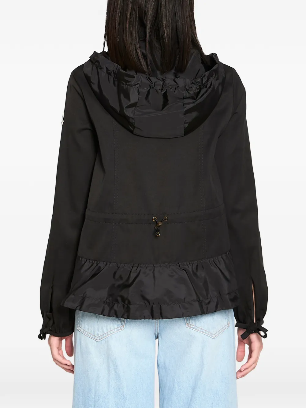 Moncler Jack met capuchon en trekkoordtaille Zwart