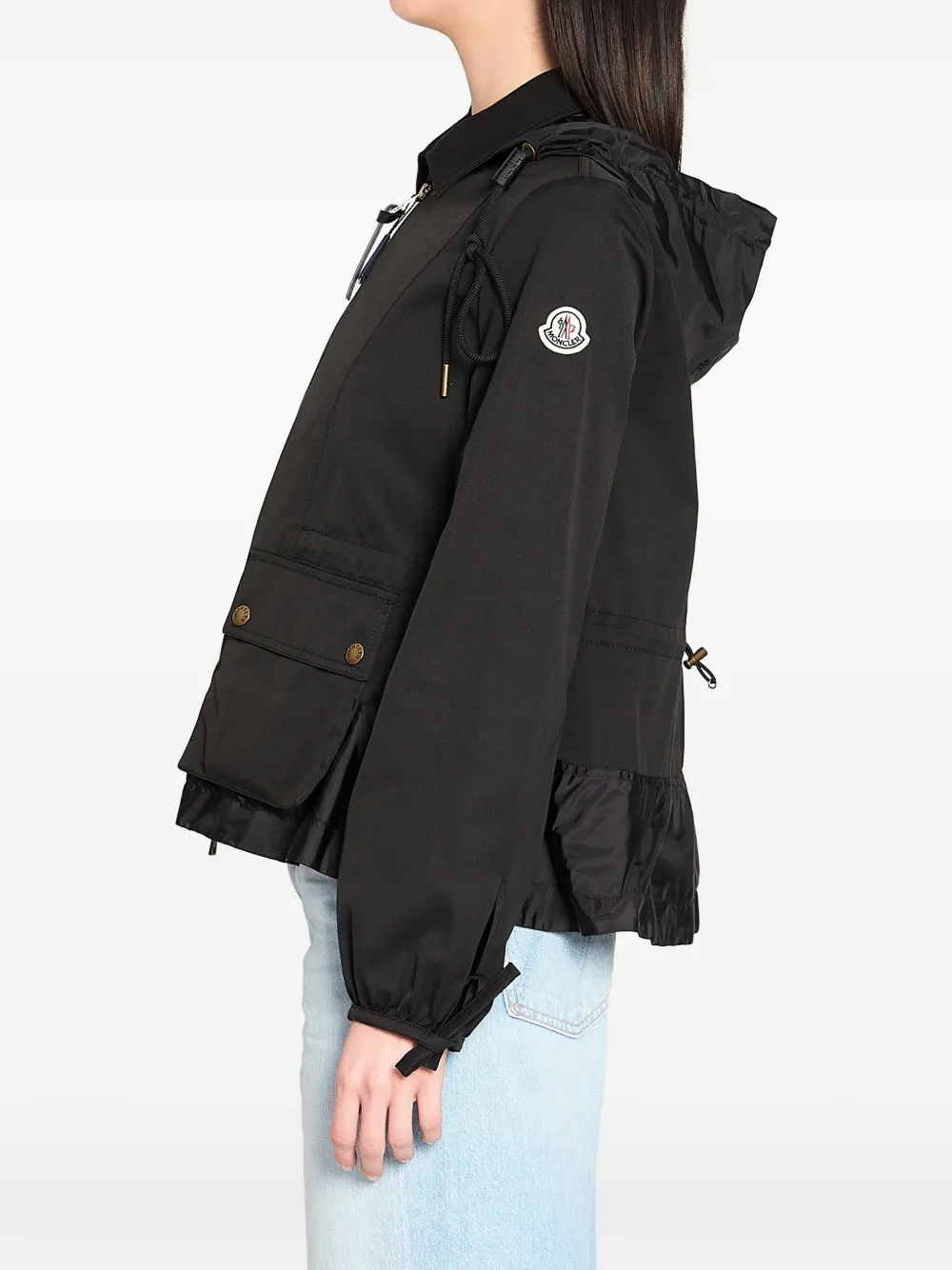 Moncler Jack met capuchon en trekkoordtaille Zwart