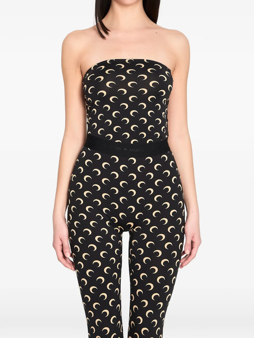 Marine Serre moon print bustier top - Nero