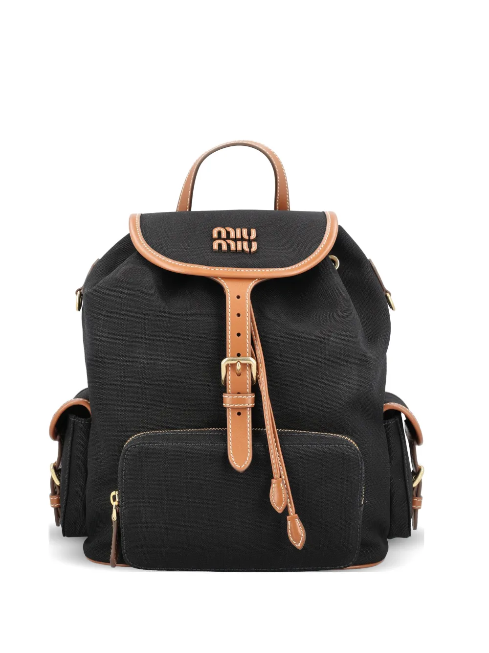 Miu Miu logo-patch flap backpack - Nero