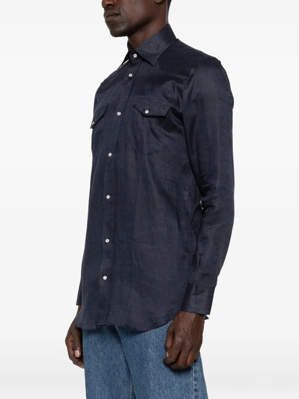  Sartorio Napoli Camisa De Lino - Azul 