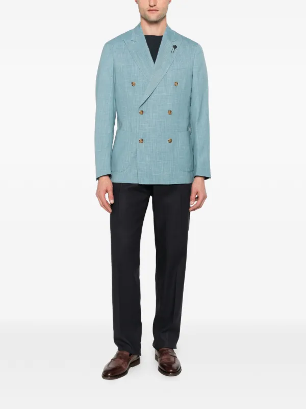 LARDINI イタリア製　テーラードジャケット ブレザー シェルボタン Lardini ウールダブルジャケット | ブルー | FARFETCH JP