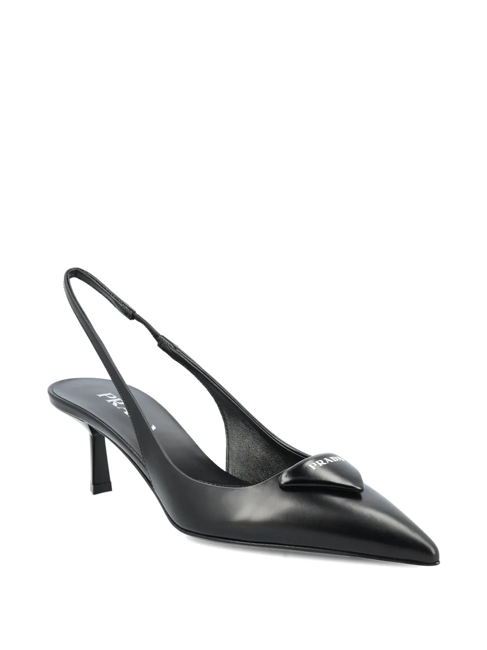 Prada Leren slingback pumps met triangel-logo Zwart