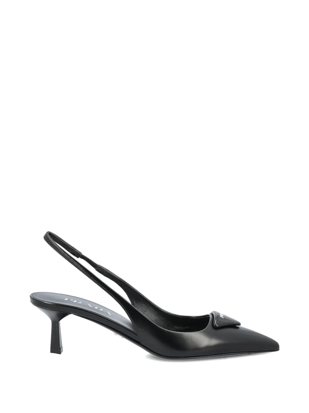 Prada - 55mm triangle-logo slingback leather pumps - dames - kalfsleer/kalfsleer/kalfsleer