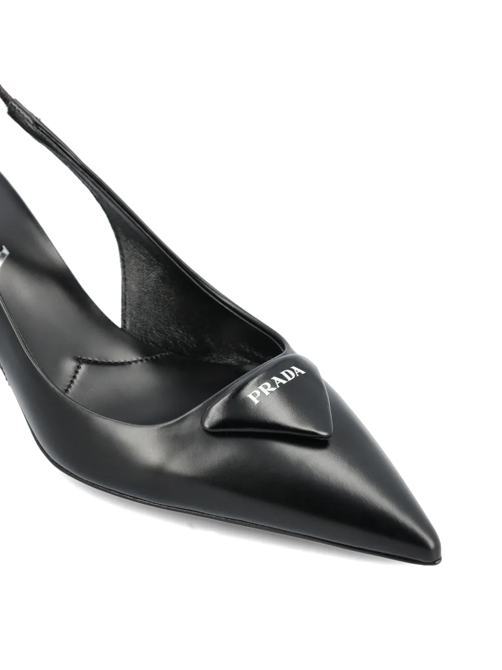Prada Leren slingback pumps met triangel-logo Zwart
