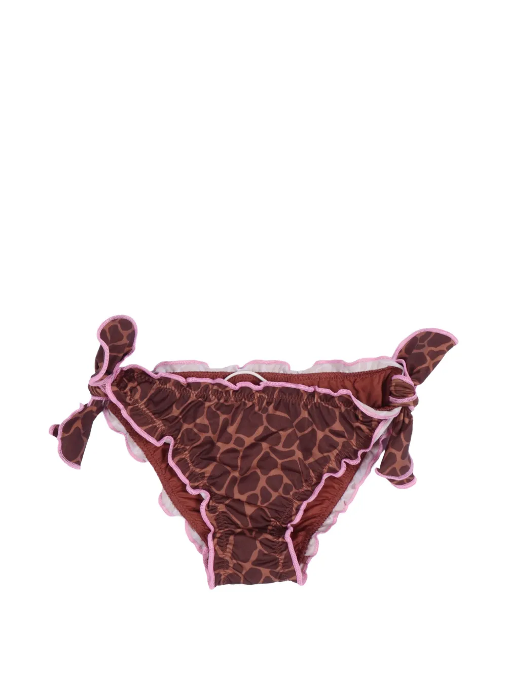 MC2 Saint Barth Kids giraffe-print ruffled bikini bottoms - Marrone