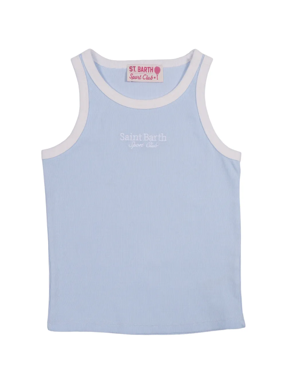 MC2 Saint Barth Kids Blue ribbed-knit embroidered tank top