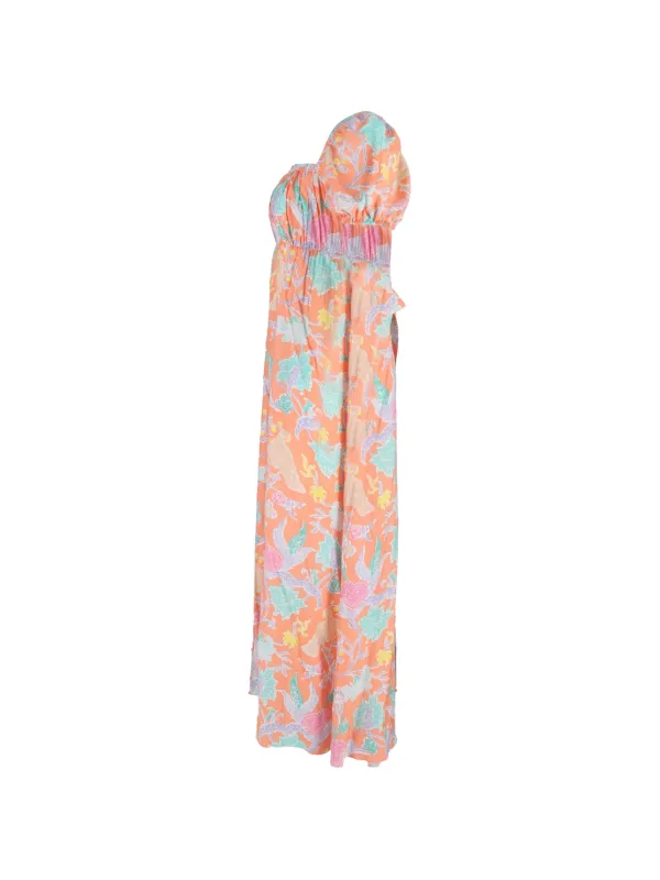 diane von furstenberg a line dress Diane Von Furstenberg Vintage 2022 Dhalia puff-sleeve A-line Dress | Orange