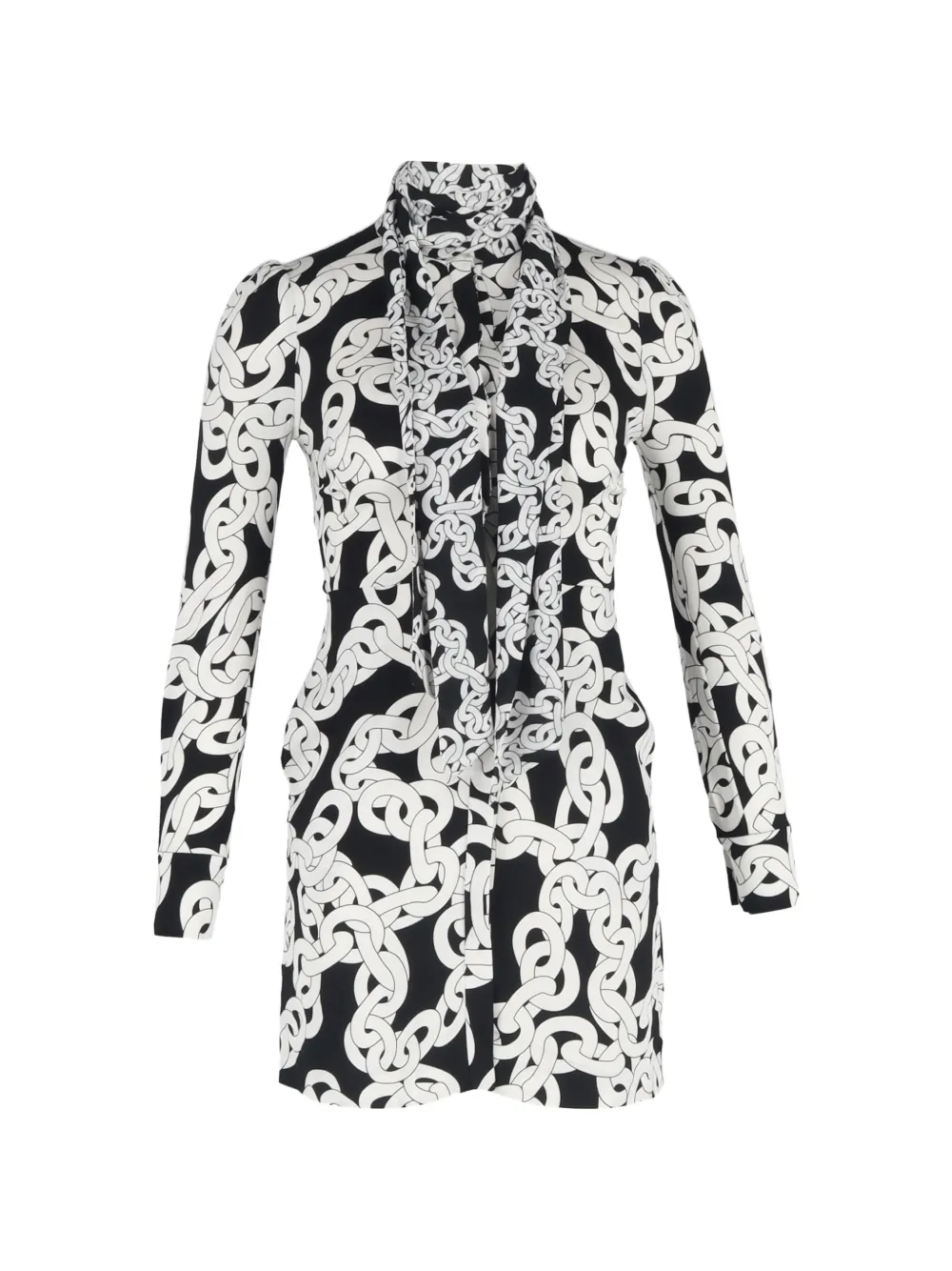 Diane Von Furstenberg Vintage 2022 chain-print tie dress - Nero