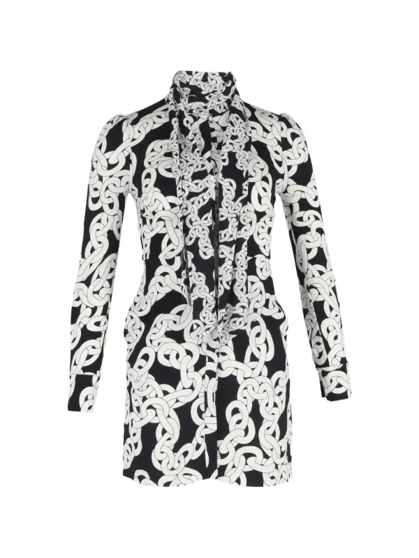 diane von furstenberg black white dress Vintage 2022 chain-print Tie | fqv2:tts-down Moonlight Bridal Black Mermaid Size:Belt-36 Diane von Furstenberg dress