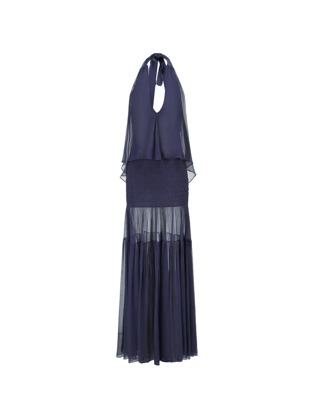 OUDE WAAG shirred tiered silk maxi dress - Blu